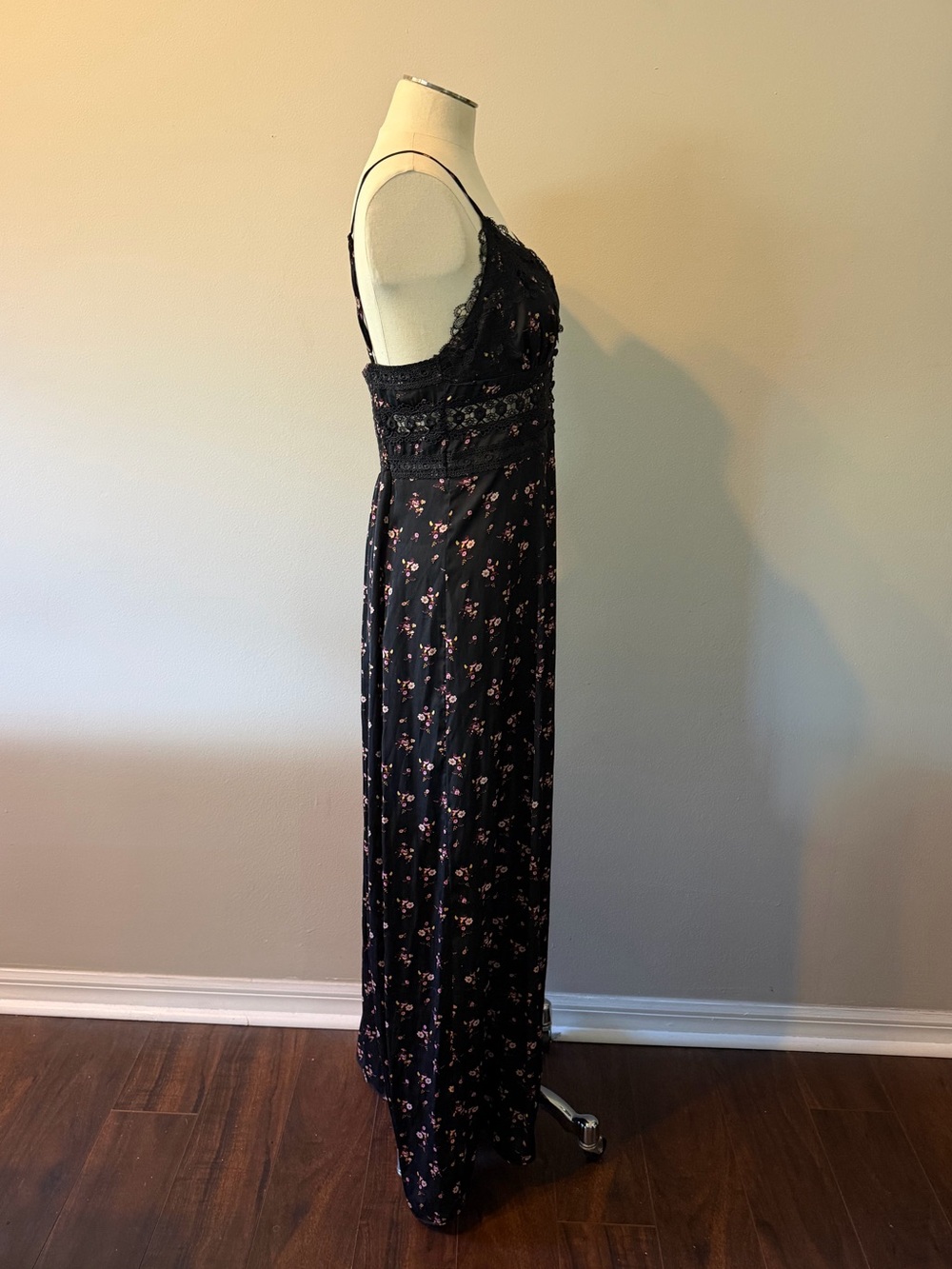 Free People Black Floral Lace-Trim Maxi Dress - Picture 9 of 9